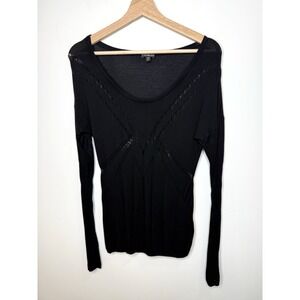 Express Knit Top Womens Medium Black Sheer Sweater Whimsigoth Vamp‎ Dark Fairy M